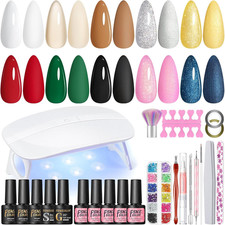 Kit Semipermanente Unghie Con Lampada UV,10 Colori Smalti in Gel per Unghie Con 