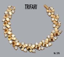 Crown Trifari, splendido bracciale vgt goldtone con strass anni 50-60