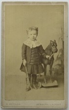 CDV Foto Bambino con Cavallo a