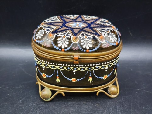 Bohemian moser enameled glass - enameled,
