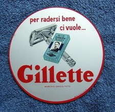 RASOIO GILLETTE TARGA VETRO LAMETTA INSEGNA GADGET PUBBLICITÀ' VINTAGE 