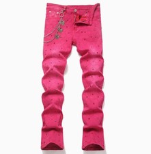 Jeans uomo cotone rosa rosso