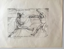 Daniel Schinasi litografia firmata e numerata La scherma