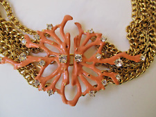 Kenneth Jay Lane collana con rami di finto corallo e catene  Trifari Coro stile