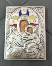 Icona bizantina Madonna e Gesù rivestita in Argento