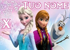 Cialda FROZEN RETTANGOLARE in pasta di zucchero per torta con NOME e ANNI