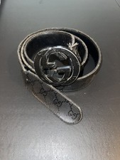 Cintura gucci tela nera con - nera,