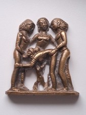 Mini statuetta Kamasutra in bronzo indiano - scultura fertilità erotica - da collezione