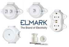 INTERRUTTORE PRESA PULSANTE ANTICO VINTAGE PVC ISOLATORE PORCELLANA