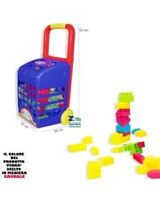 GIOCO PER BAMBINI SET CARRELLO SPESA CON COSTRUZIONI PLASTICA COLARATI +3 ANNI