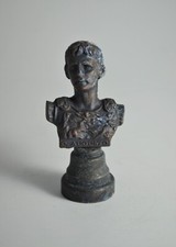 N4423 STATUA BUSTO IMPERATORE ROMANO OTTAVIANO AUGUSTO IN BRONZO