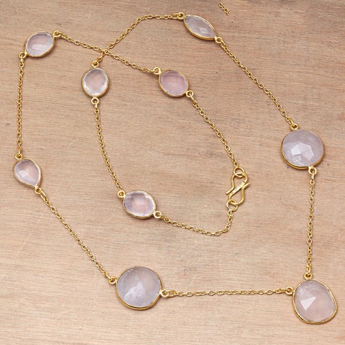 Collana rosa quarzo - rosa,