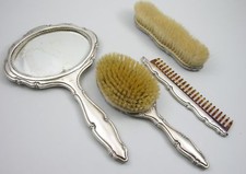 Pettine spazzola a specchio 4 pezzi argento 800 tedesco Johann Beck 1900 circa