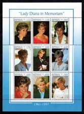 Bénin 1998 Mi. 1031-39 Mini Feuille 100% Neuf ** Princesse Diana
