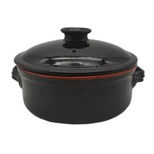 Tegame Bicolore in Ceramica con Coperchio - Diametro 25 cm Altezza 9 cm