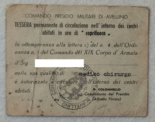 Tessera pnf lasciapassare - tessera,
