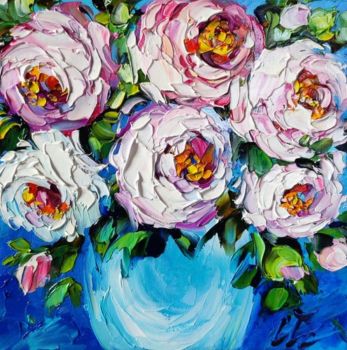 Original oil painting rose - original,