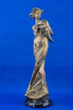 FELIX SCHIVO DEA BENDATA GRANDE SCULTURA BRONZO DORATO LA FORTUNA NUDO 1900 48cm