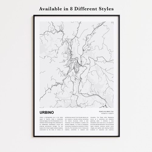 Stampa mappa urbino poster - mappa,