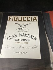 ETICHETTA VINO PUBBLICITARIA D’EPOCA FIGUCCIA GRAN MARSALA ALL’UOVO MARSALA 