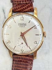 OROLOGIO POLSO UOMO 50s MIRAMAR GENEVE 17 RUBIS 36 mm. ANTIMAGNETIC PLACCATO