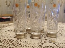 6 bicchieri di purissimo cristallo con base in argento 925