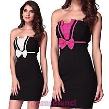 Vestito donna tubino miniabito fiocco party cerimonia elegante nuovo DL-986
