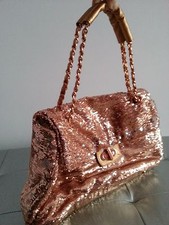 Borsa paillettes, rosa pesco,oro