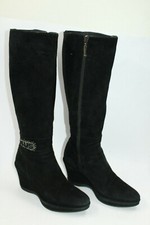 CESARE PACIOTTI women boots sz 6.5 Europe 37 BLACK suede leather S8545