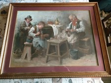 Grande dipinto su tela del Pittore napoletano Sansone anni 1970. Affarone.