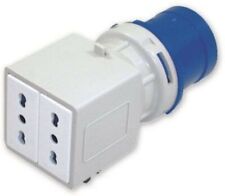 Adattatore industriale da spina 2P+T 16A CEE blu IP44 a 2 prese 2P+T 16