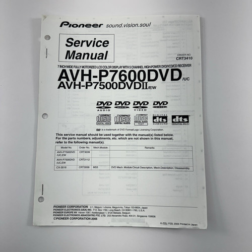 Pioneer manuale servizio - manuale, di