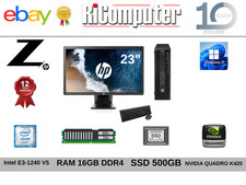 HP Z240 Workstation Intel Xeon E3-1240 v5 RAM 16GB SSD Quadro Monitor 23"  Win11