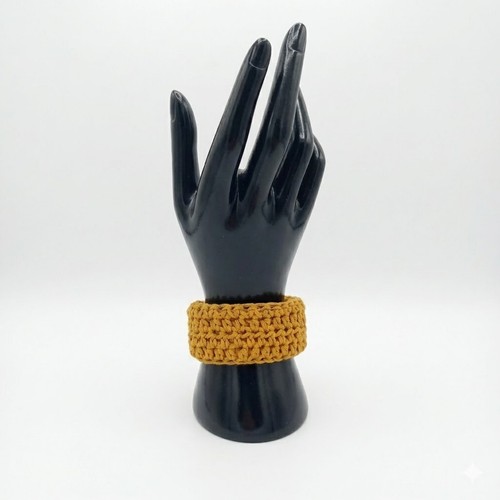 Bracciale uncinetto ocra - bracciale,