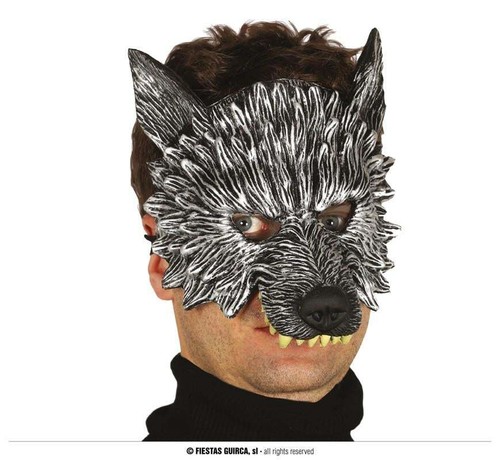 Maschera lupo mezzo viso - maschera, in