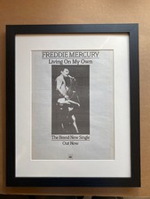 FREDDIE MERCURY LIVING ON MY OWN (FRAMED) POSTER SIZED original music press adve