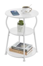 Tavolino vintage piccolo rotondo 3 livelli vita sottile estremità circolare con contenitore