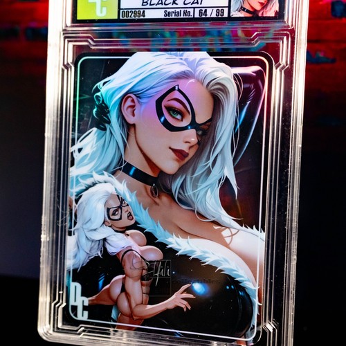 Black cat waifu trading - black, card
