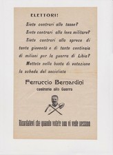 Guerra Italo-Turca Libia. Volantino Colonie Socialismo Elezioni Arezzo 1912