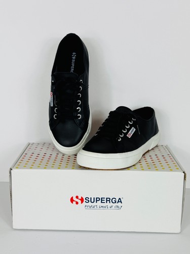 Superga black leather 2750 - black,
