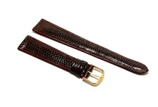 Cinturino per orologio Vintage in VERA PELLE DI LUCERTOLA piatto bordeaux 18mm