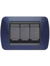 Placca Living International 3 Posti blu solido  - BTICINO L4803BD