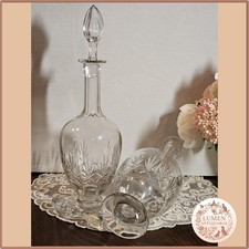 Bottiglia in cristallo inciso vintage – Stile Art Déco – 37 cm – Tappo originale