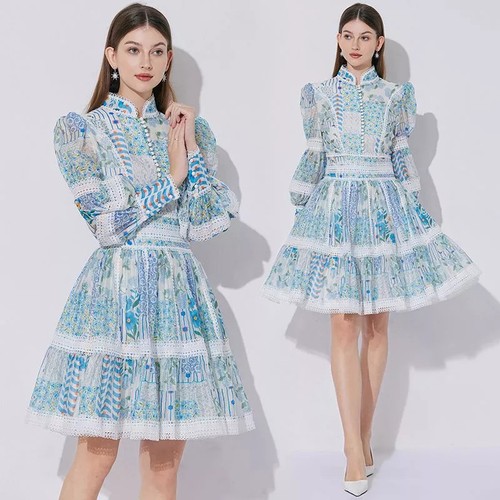 Vestito azzurro bianco corto - azzurro,