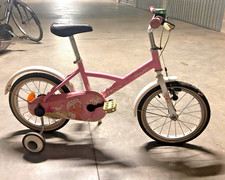 Bicicletta rosa Btwin con rotelle per bambina 4-8 anni taglia 20