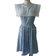 Abito donna Jessica McClintock vintage taglia piccola midi occhielli cotone floreale