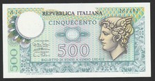 Italia Banconota 1979 500 Lire Mercurio Serie A FDS Paper Money 16903