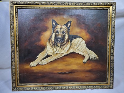 Dipinto olio cane pastore