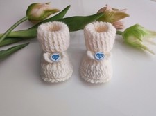 Scarpine Scarpette Neonato Nascita Fatte a Mano Lana Uncinetto Crochet Handmade 