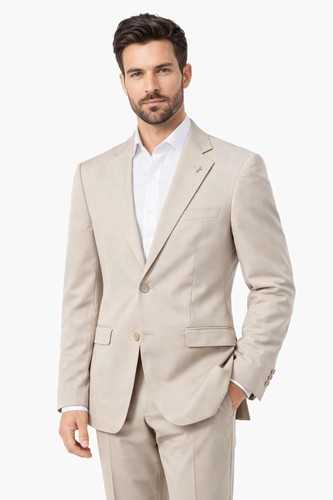Abito uomo beige elegante slim - beige,